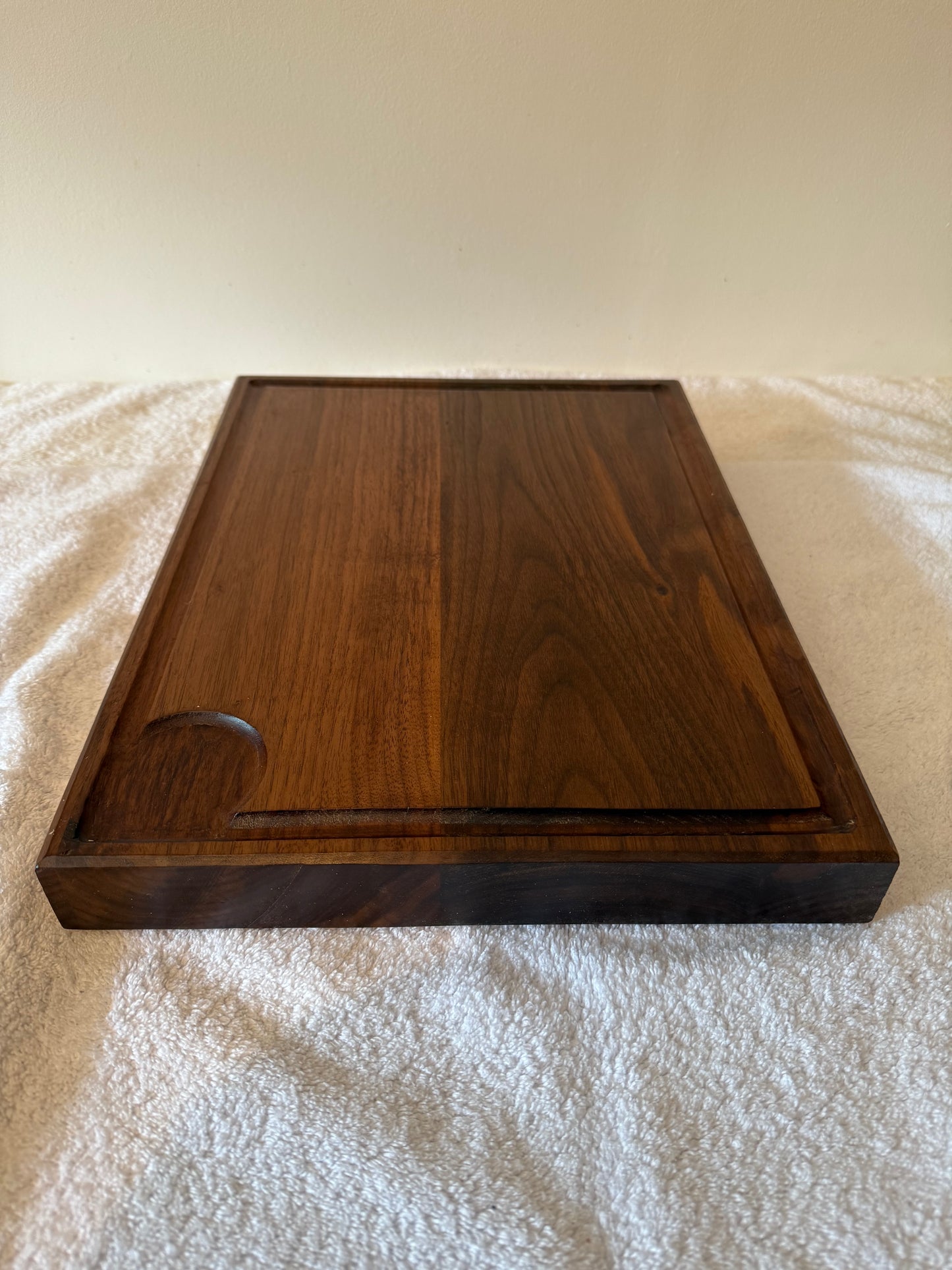 Black Walnut Carving Board with 'juices' grooves - Large