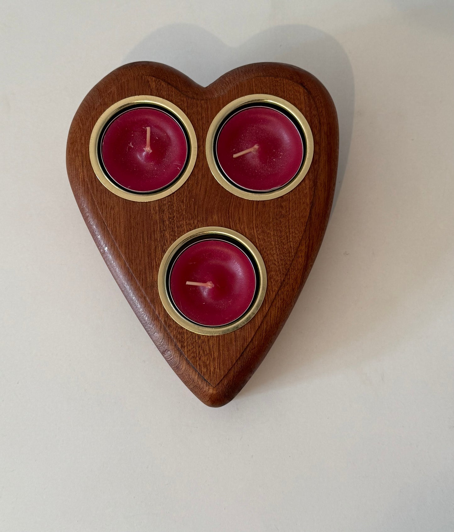 Mahogany 'Heart' Tealight Candle Holder
