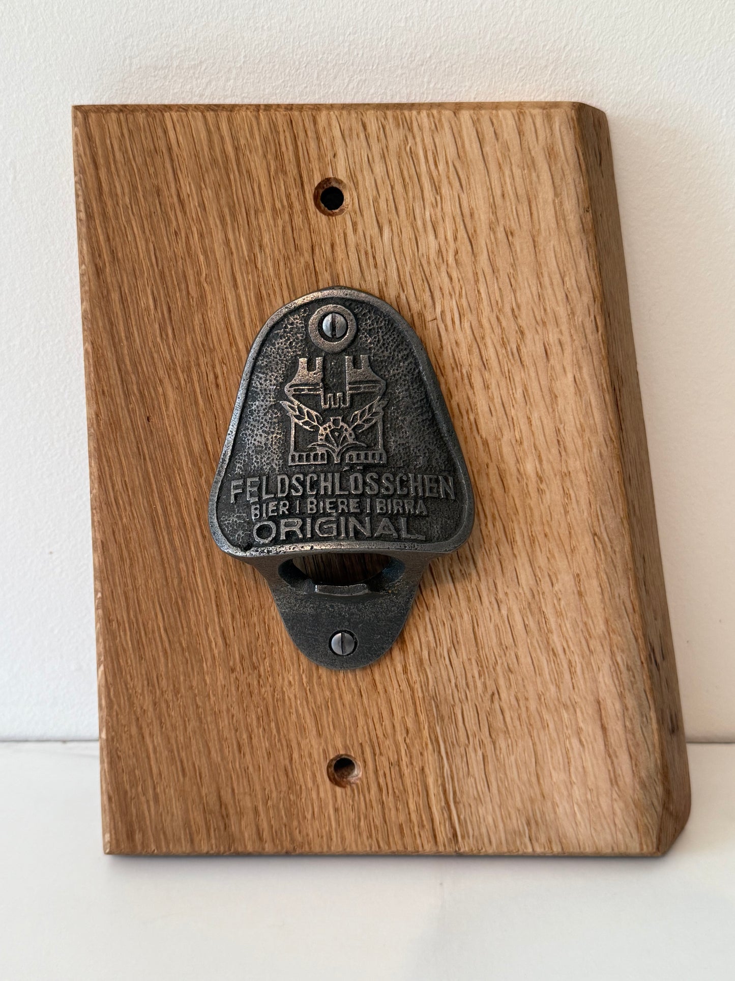 Oak Mounted Beer Bottle Opener - Light
