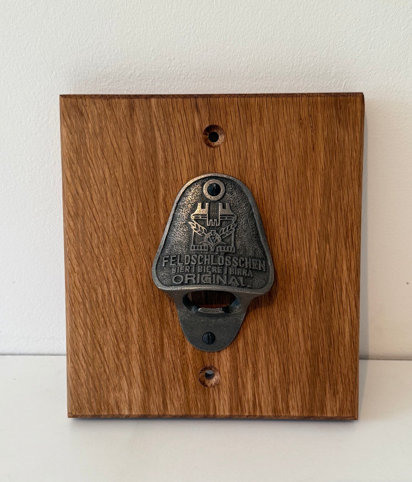 Oak Mounted Beer Bottle Opener - Dark