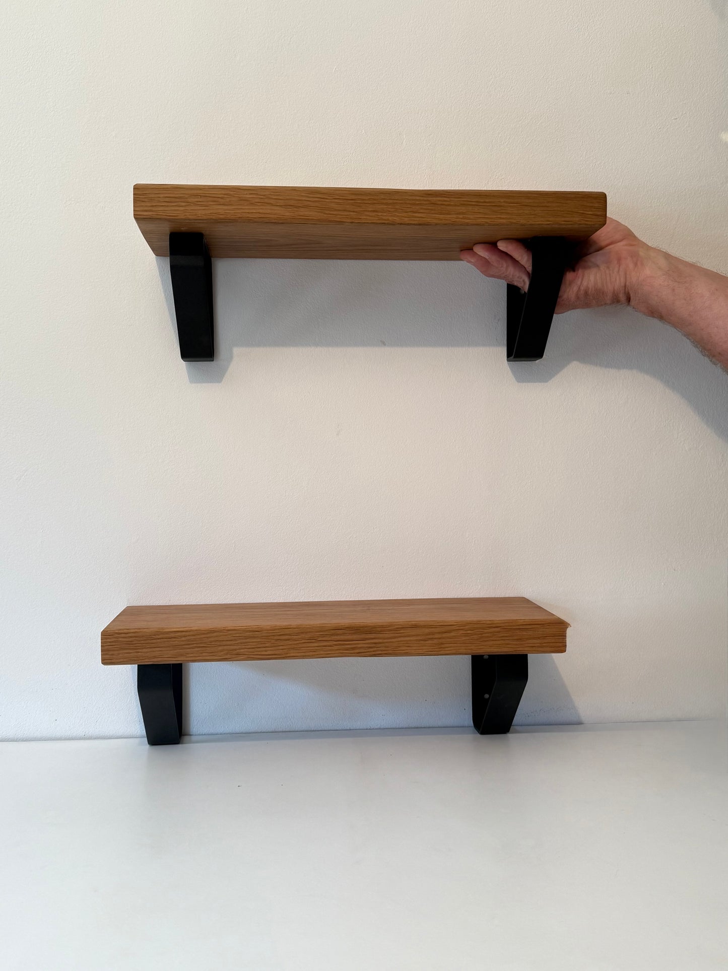 Oak Shelves with Cast Iron Brackets - Small