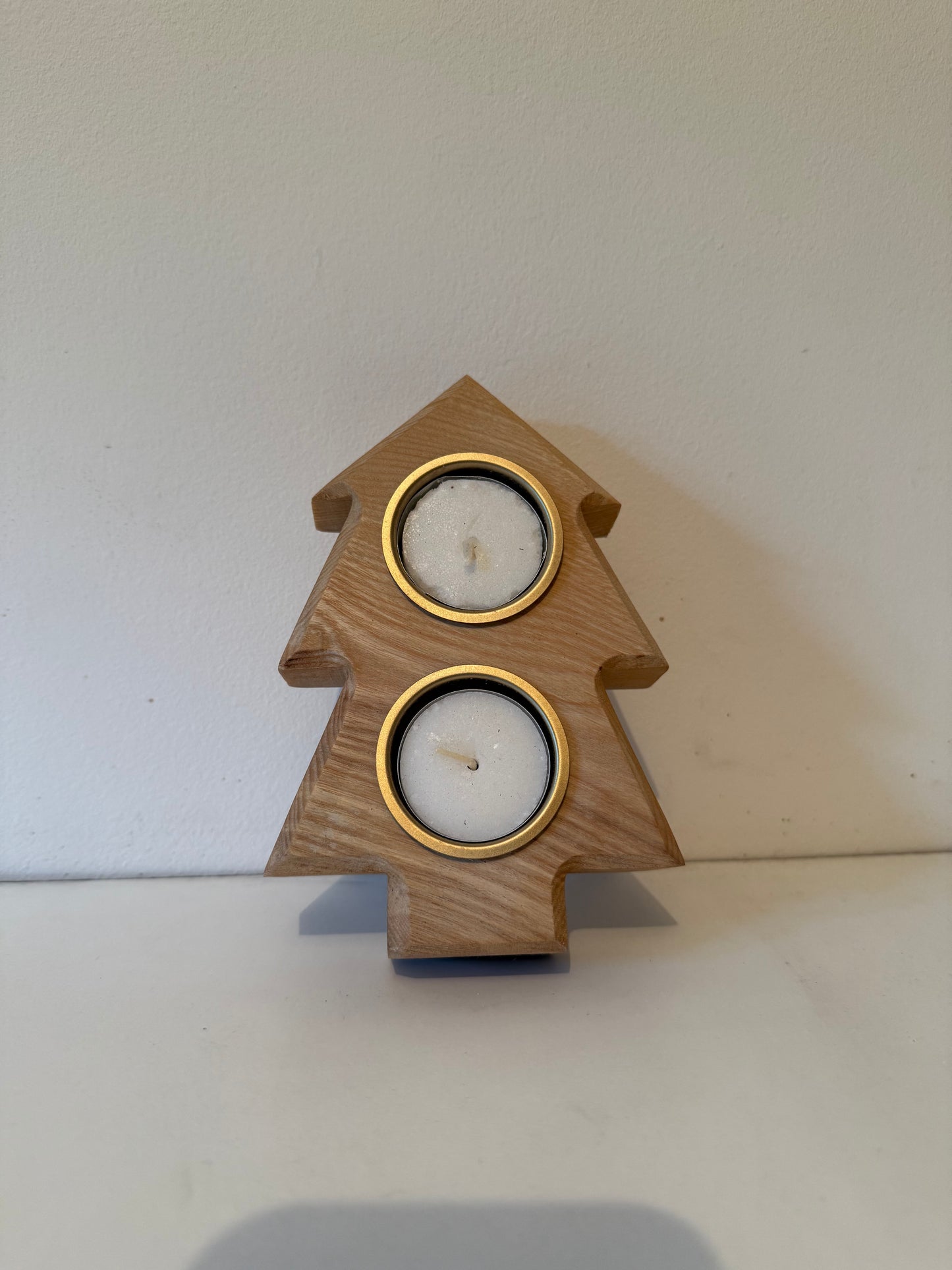 Oak Christmas Tree Tealight Holders - Small