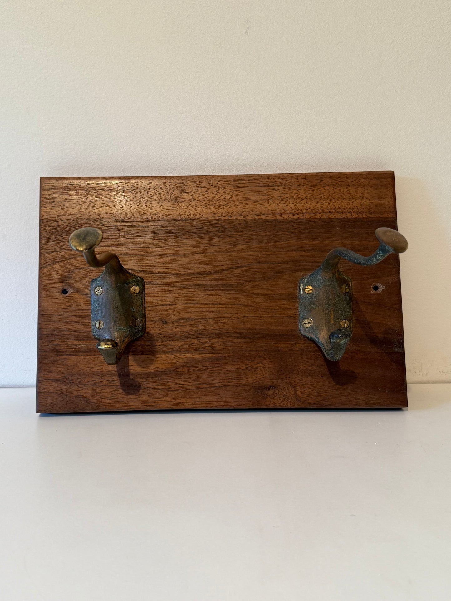 Black Walnut Mounted 'Old Church' Wall Hooks - Lowered