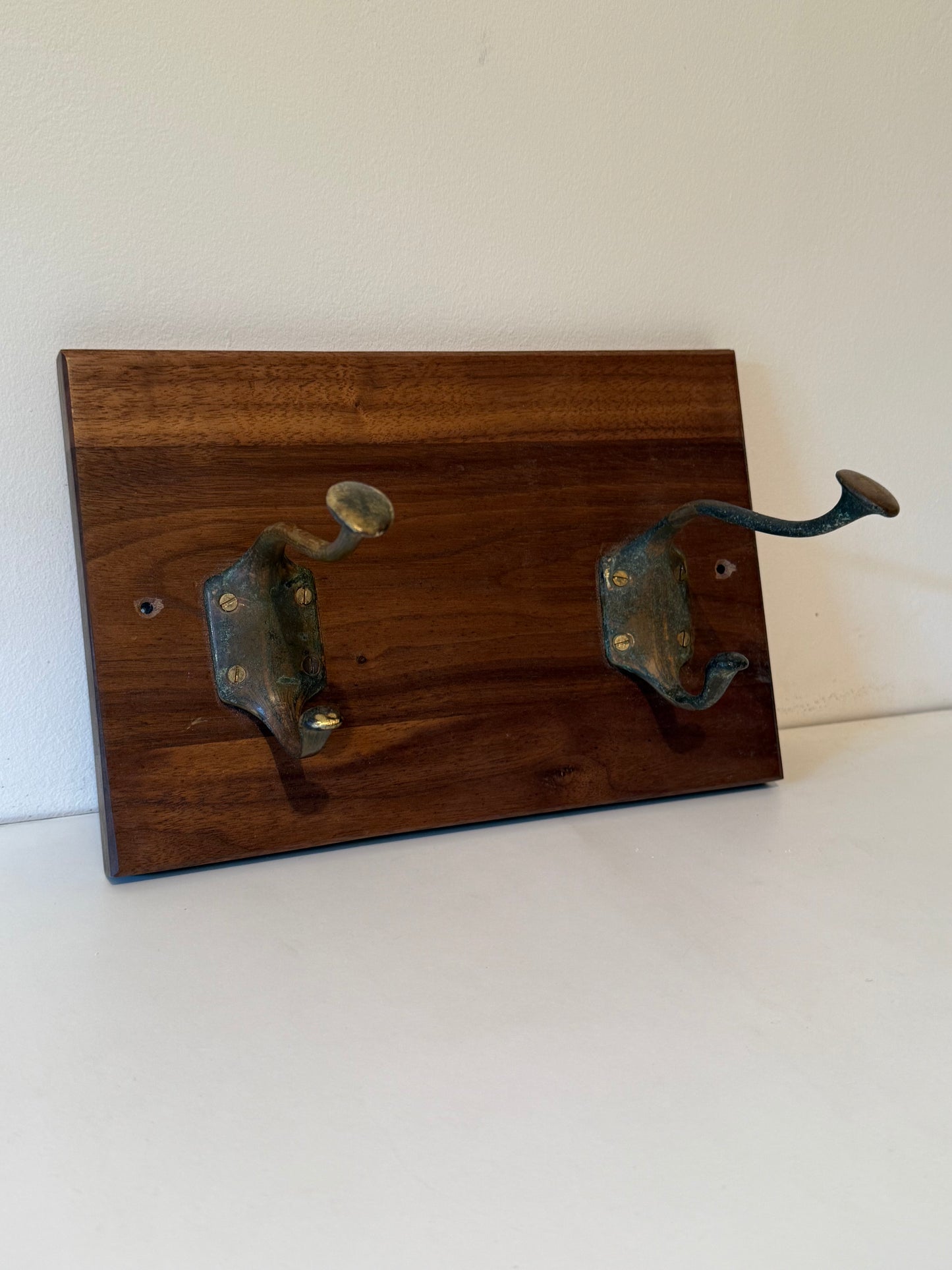 Black Walnut Mounted 'Old Church' Wall Hooks - Lowered