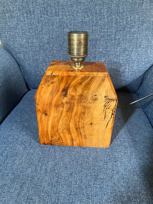 Wooden Lamp with ‘Home’ Bulb