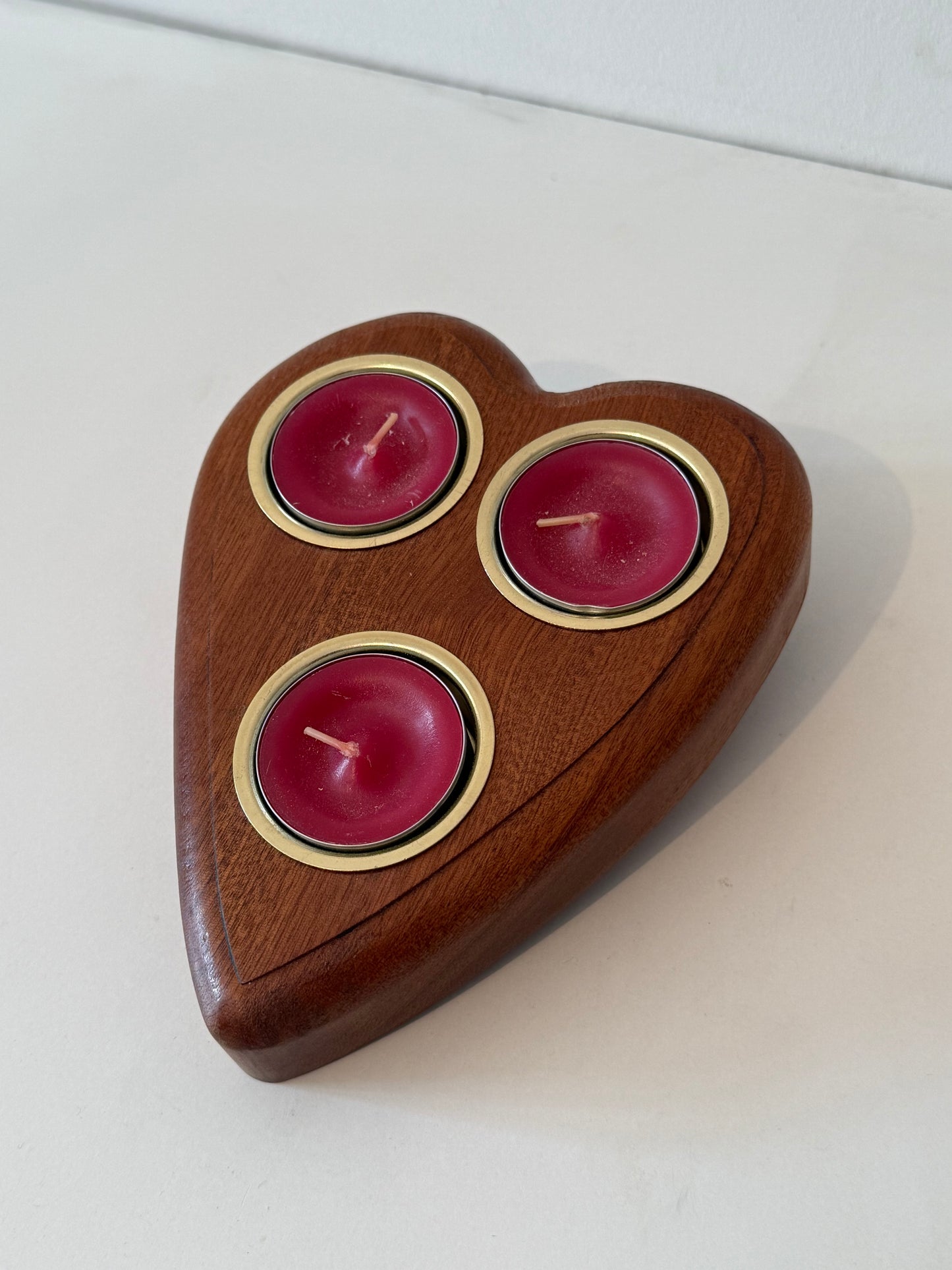 Mahogany 'Heart' Tealight Candle Holder