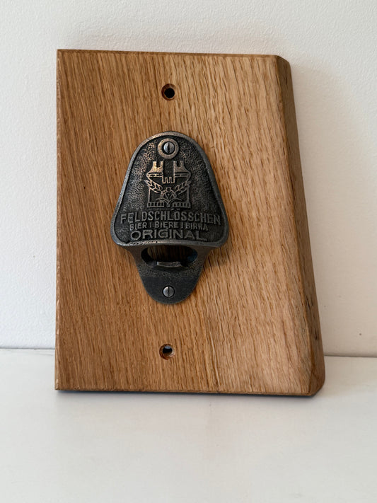 Oak Mounted Beer Bottle Opener - Light